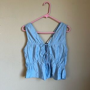 Frame crinkle blue top